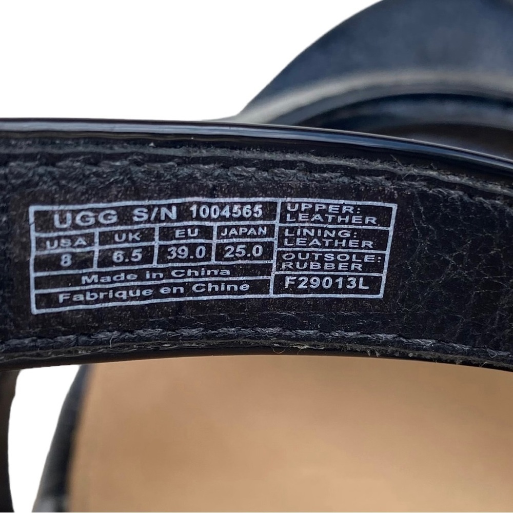 UGG Women’s Jacqueline Espadrille Black Patent Wedge Sandals, Ankle Strap Size 8 - Picture 12 of 15